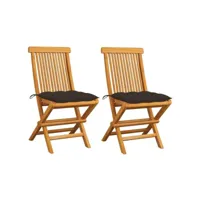 chaises de jardin avec coussins taupe 2 pcs bois de teck massif 3