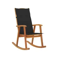 chaise à bascule fauteuil à bascule  fauteuil de relaxation avec coussins bois d'acacia massif meuble pro frco49537