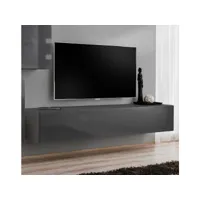 meuble tv  120 x 30 x 40cm  2 compartiments  gris finition brillante  système push-click  modèle berit tvam058grgr