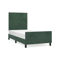lit adulte avec tête de lit, cadre de lit vert foncé 100x200 cm velours lkh91751 meuble pro