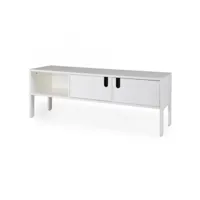uno - meuble tv en bois 2 portes l137cm - couleur - blanc
