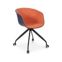 chaise de bureau tapissée avec accoudoirs - chaise de bureau à roulettes - noir et blanc - jodie orange