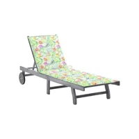 transat chaise longue bain de soleil lit de jardin terrasse meuble d'extérieur avec coussin bois d'acacia solide gris helloshop26 02_0012481