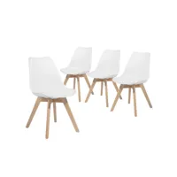 lot de 4 chaises scandinaves blanches et bois salle à manger séjour hauteur d'assise 39cm