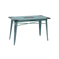 table rectangulaire antique en fer bristol bleu clair cm120x60h76