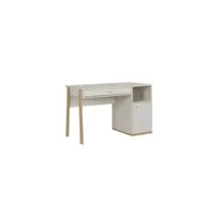 bureau 1 porte 1 tiroir bois blanchi - solveig - l 123 x l 55 x h 77 cm - neuf