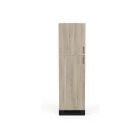 colonne de cuisine 2 portes coloris chêne kronberg, noir mat - longueur 60 x hauteur 206,90 x profondeur 60 cm