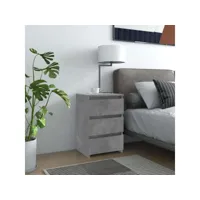 table de chevet table d'appoint  table de nuit gris béton 40x35x62,5 cm aggloméré - meuble pro frco61223