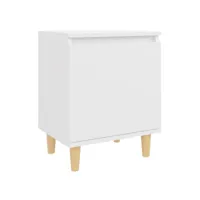 vidaxl table de chevet avec pieds en bois massif blanc 40x30x50 cm