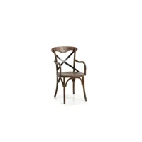 fauteuil bois métal marron 50x43x90cm - bois-métal - décoration d'autrefois