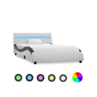 lit adulte contemporain  cadre de lit avec led blanc et noir similicuir 100x200 cm