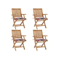 chaises pliables de jardin avec coussins 4 pcs teck solide 51