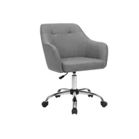fauteuil de bureau chaise pivotante confortable siège ergonomique réglable en hauteur charge 120 kg cadre en acier tissu imitation lin pour bureau gris helloshop26 12_0001385