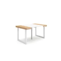 table console extensible console meuble 140 pour 6 personnes pieds bois massif style moderne chêne et blanc 179_49