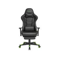 fauteuil gaming, chaise de bureau ergonomique, pivotant, dossier inclinable, accoudoirs 3d, repose-pieds, support lombaire, appui-tête, capacité de charge 150 kg, noir et vert