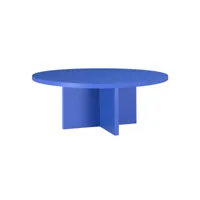 table basse ronde pausa, plateau résistant mdf 3cm bleu prusse 100cm 108266