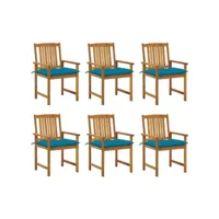 chaises de jardin avec coussins 6 pcs bois d'acacia massif