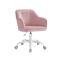 chaise de bureau, fauteuil ergonomique, siège pivotant, réglable en hauteur, capacité 110 kg, cadre en acier, tissu velours respirant, pour bureau, chambre, rose bonbon