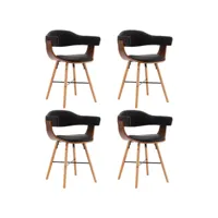 chaises de salle à manger 4 pcs noir similicuir et bois courbé