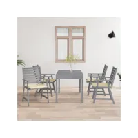 lot de 4 chaises avec coussins  chaises de salle à manger de jardin chaises à dîner  acacia massif meuble pro frco19482