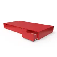 lit 90x200 1 place avec tiroirs cube bois 90x200  rouge lit90cub-red