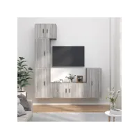 5 pcs ensemble de meubles tv contemporain  bancs tv armoires tv  sonoma gris bois d'ingénierie meuble pro frco79116