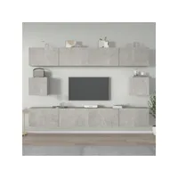 ensemble de meubles tv 6 pcs  bancs tv armoires de rangement gris béton bois d'ingénierie meuble pro frco64155