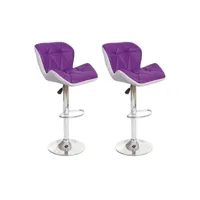 2x tabourets de bar chaise de comptoir hauteur réglable en synthétique violet cadre en acier chromé 04_0000118