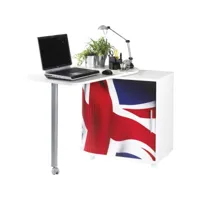 bureau informatique blanc et table pivotante - coloris: drapeau anglais 701 cool100bl701