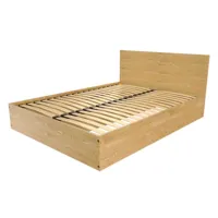 lit coffre 2 places en bois avec tête de lit 160x200  miel coffre160t-m