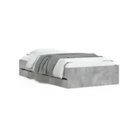 supersleep lit bois cadre de lit avec tiroirs gris béton 75x190cm bois d'ingénierie 193x78x33cm