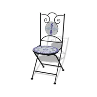 chaises pliables de bistro 2 pcs céramique bleu et blanc