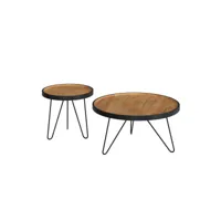 tables basses gigognes bao en bois de teck et métal (lot de 2)