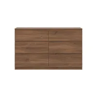 commode 6 tiroirs bois marron - qiz - l 137 x l 35 x h 84 cm