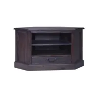 meuble tv de qualité  d'angle noir clair 80x40x49 cm bois massif d'acajou