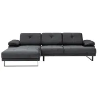 grand canapé d'angle gauche moderne tissu doux anthracite pieds métal noir kustone 314cm 314cm