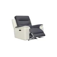 fauteuil relaxation en tissu gris et simili blanc électrique - rosario 59880185