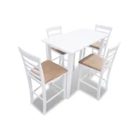 set table et 4 chaises de bar en bois coloris blanc