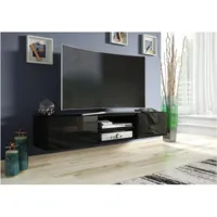 3xeliving meuble tv demi 2 15 160 cm noir noir brillant, largeur: 160cm, profondeur: 35cm, hauteur: 30 cm.