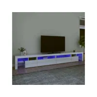 meuble tv，meuble de rangement，banc tv avec lumières led blanc brillant 290x36,5x40 cm cmwi760462
