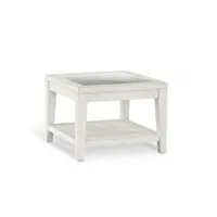 table de chevet bois blanc 60x60x55cm - décoration d'autrefois