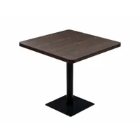 table haute mange debout bar bistrot mdf et acier carré 80 x 80 cm frêne foncé marron helloshop26 0902107