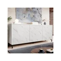 buffet design effet marbre blanc 200cm ketla 489