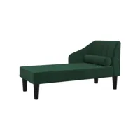 vidaxl chaise longue avec traversin vert foncé tissu