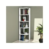 homemania bibliothèque corner avec étagères, meuble de rangement - pour salon, bureau - blanc en bois, 41,8 x 41,8 x 160,8 cm hio8681285933713