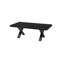 nox - table basse aspect bois noir piètement x métal noir