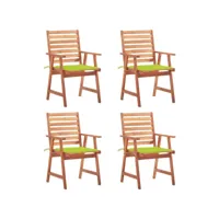 lot de 4 chaises  chaises de salle à manger de jardin chaises à dîner  avec coussins acacia massif meuble pro frco55825