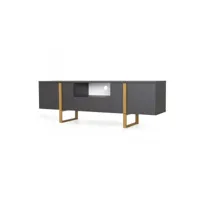birka - meuble tv en bois 2 portes 1 tiroir l177cm - couleur - gris foncé