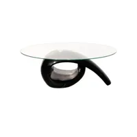table basse de salon salle à manger design noir verre 115 x 64 cm helloshop26 0902017