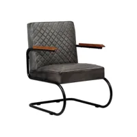 fauteuil chaise siège lounge design club sofa salon cuir véritable grishelloshop26 1102128par3